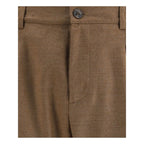 Brown Fleece Wool Casual Pants
