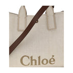 Beige Cotton Shoulder Bag