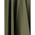 Green Polyester Midi Skirt