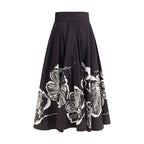 Black Polyester Midi Skirt