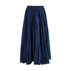 Blue Polyester Midi Skirt