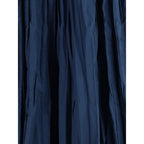 Blue Polyester Midi Skirt