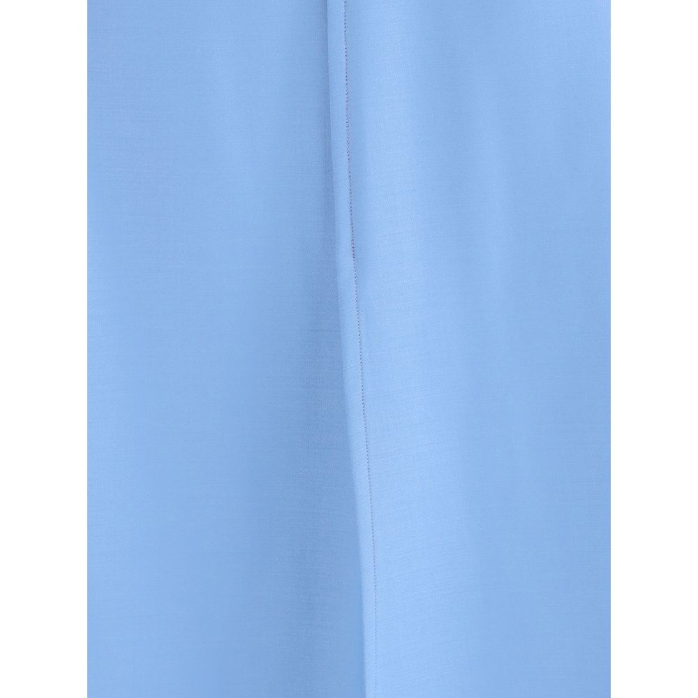 Light Blue Wool Midi Skirt