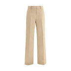 Beige Cotton Casual Pants