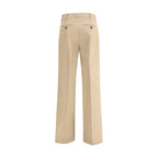 Beige Cotton Casual Pants