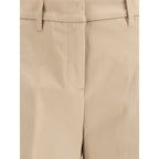 Beige Cotton Casual Pants
