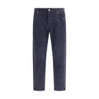 Blue Cotton Casual Pants