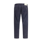Blue Cotton Casual Pants