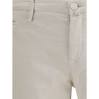 Beige Cotton Casual Pants