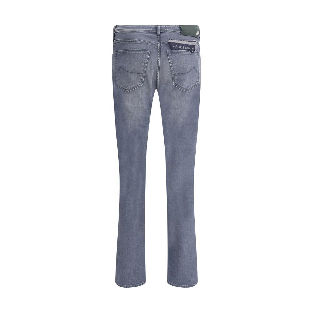 Gray Cotton Slim Fit Jeans