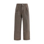 Brown Cotton Casual Pants