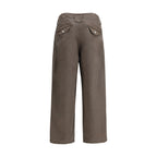 Brown Cotton Casual Pants