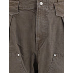 Brown Cotton Casual Pants