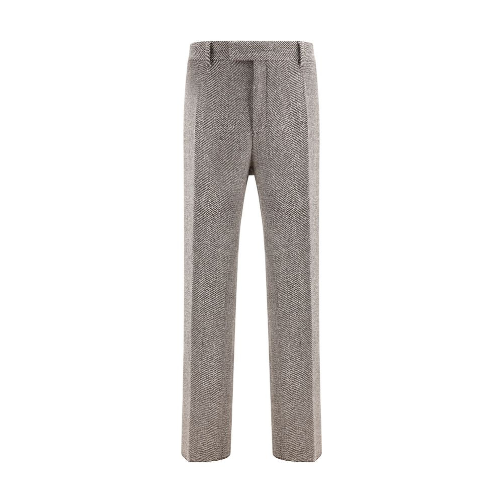 Gray Fleece Wool Casual Pants
