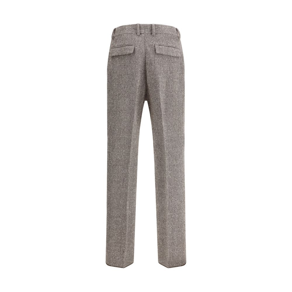 Gray Fleece Wool Casual Pants