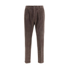 Brown Cotton Casual Pants