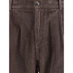 Brown Cotton Casual Pants