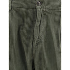 Green Cotton Casual Pants