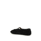 Black Fur Ballet Flats