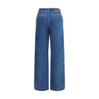 Blue Cotton Straight-Leg Jeans