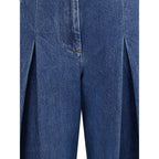 Blue Cotton Straight-Leg Jeans