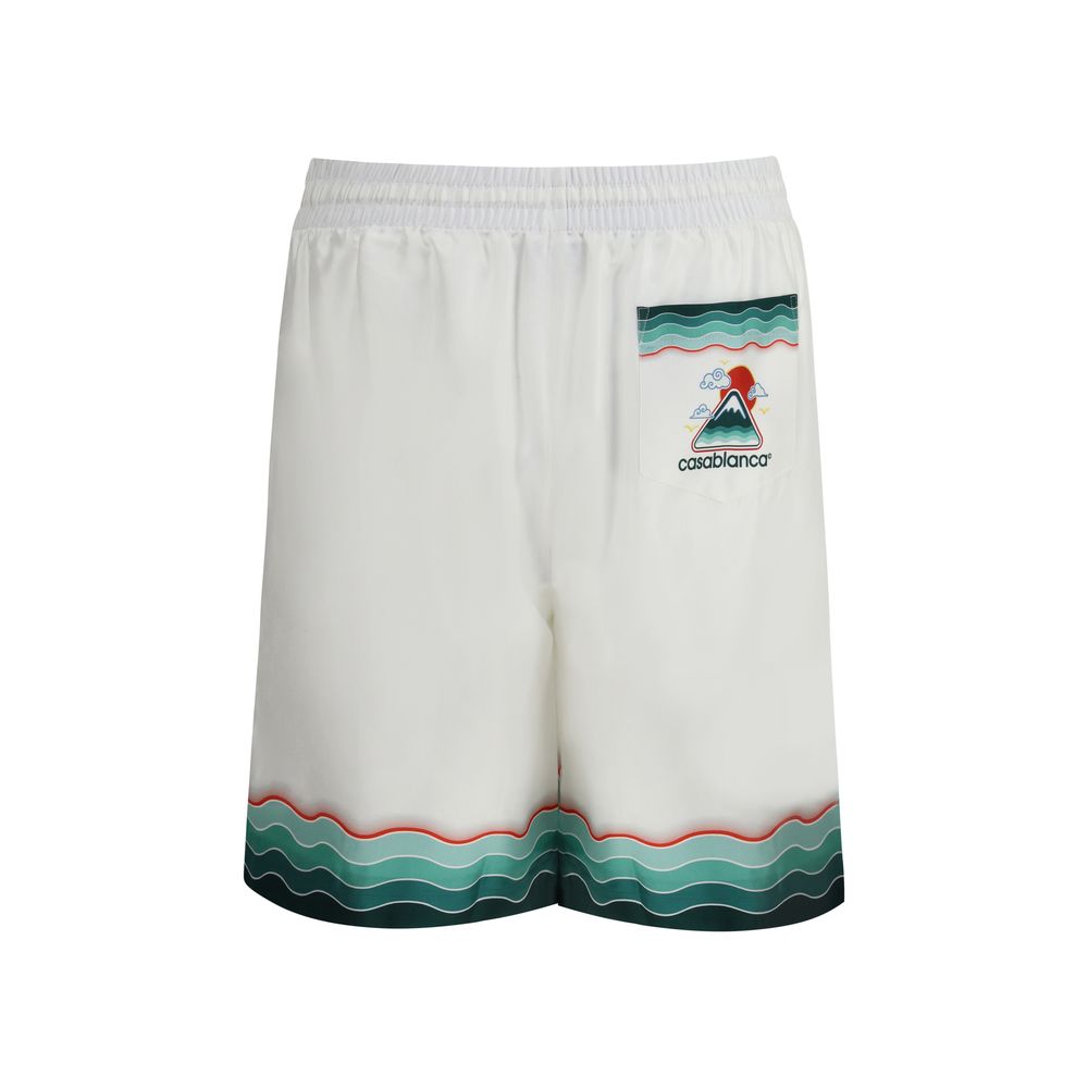 White Silk Bermuda Shorts