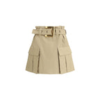 Beige Cotton Mini Skirt