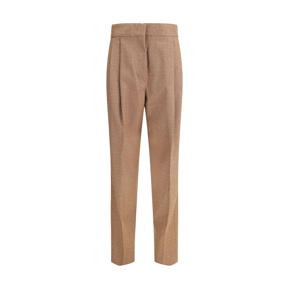 Beige Fleece Wool Dress Pants