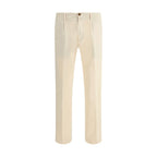 Cream Cotton Casual Pants