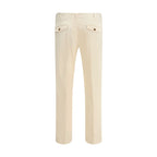 Cream Cotton Casual Pants