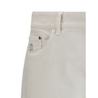 White Cotton Slim Fit Jeans