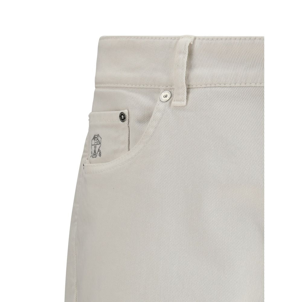 White Cotton Slim Fit Jeans