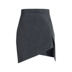 Gray Wool Mini Skirt