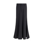 Black Fleece Wool Long Skirt
