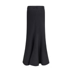 Black Fleece Wool Long Skirt