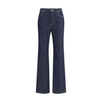 Blue Cotton Straight-Leg Jeans