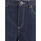 Blue Cotton Straight-Leg Jeans