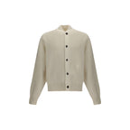 White Fleece Wool Cardigan