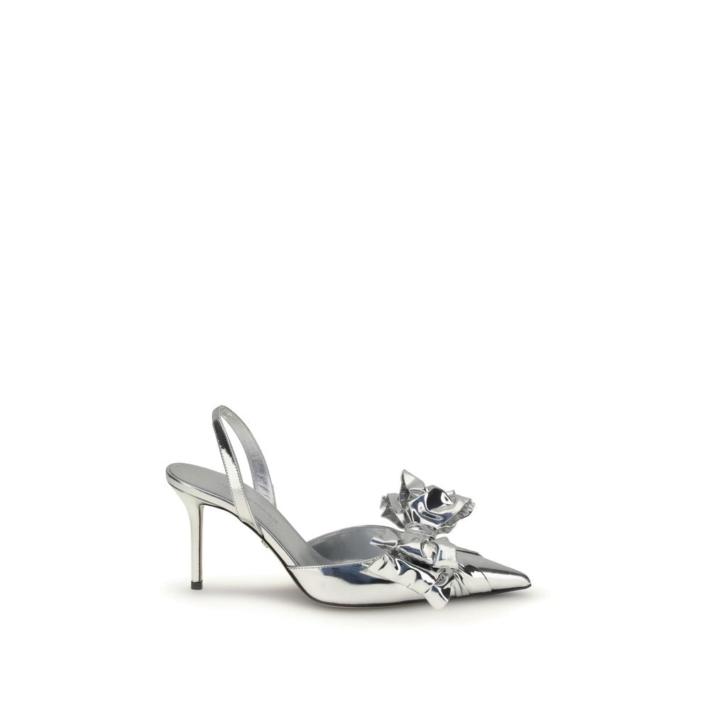 Silver Leather High Heel Pumps