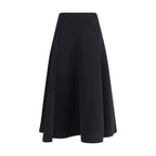 Black Cotton Midi Skirt