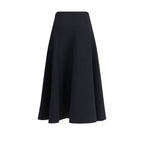 Black Cotton Midi Skirt