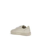 Beige Leather Low Top Sneakers