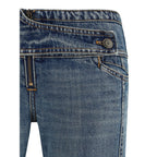 Blue Polyester Flared Jeans