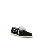 Black Cotton Slip-On Loafers