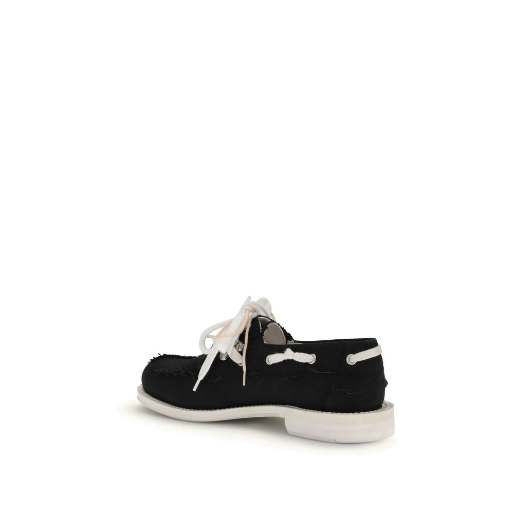 Black Cotton Slip-On Loafers