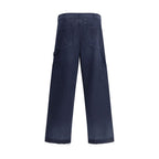 Blue Cotton Casual Pants