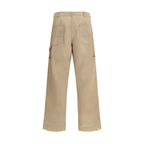 Beige Cotton Casual Pants