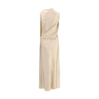 Cream Silk Casual Dress