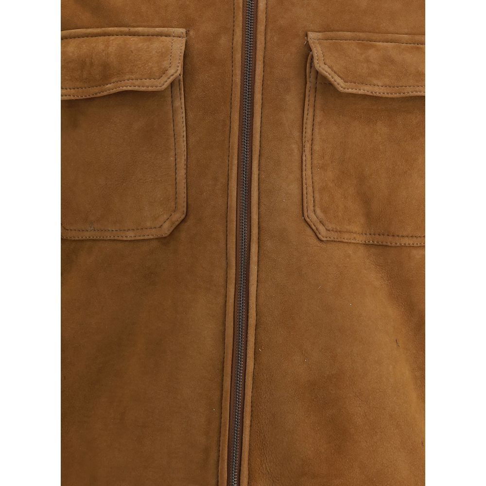 Brown Leather Shell Jacket