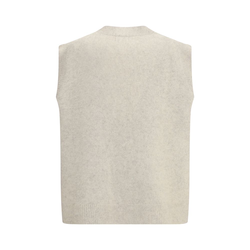 Cream Raccoon Fur Sleveless Jacket